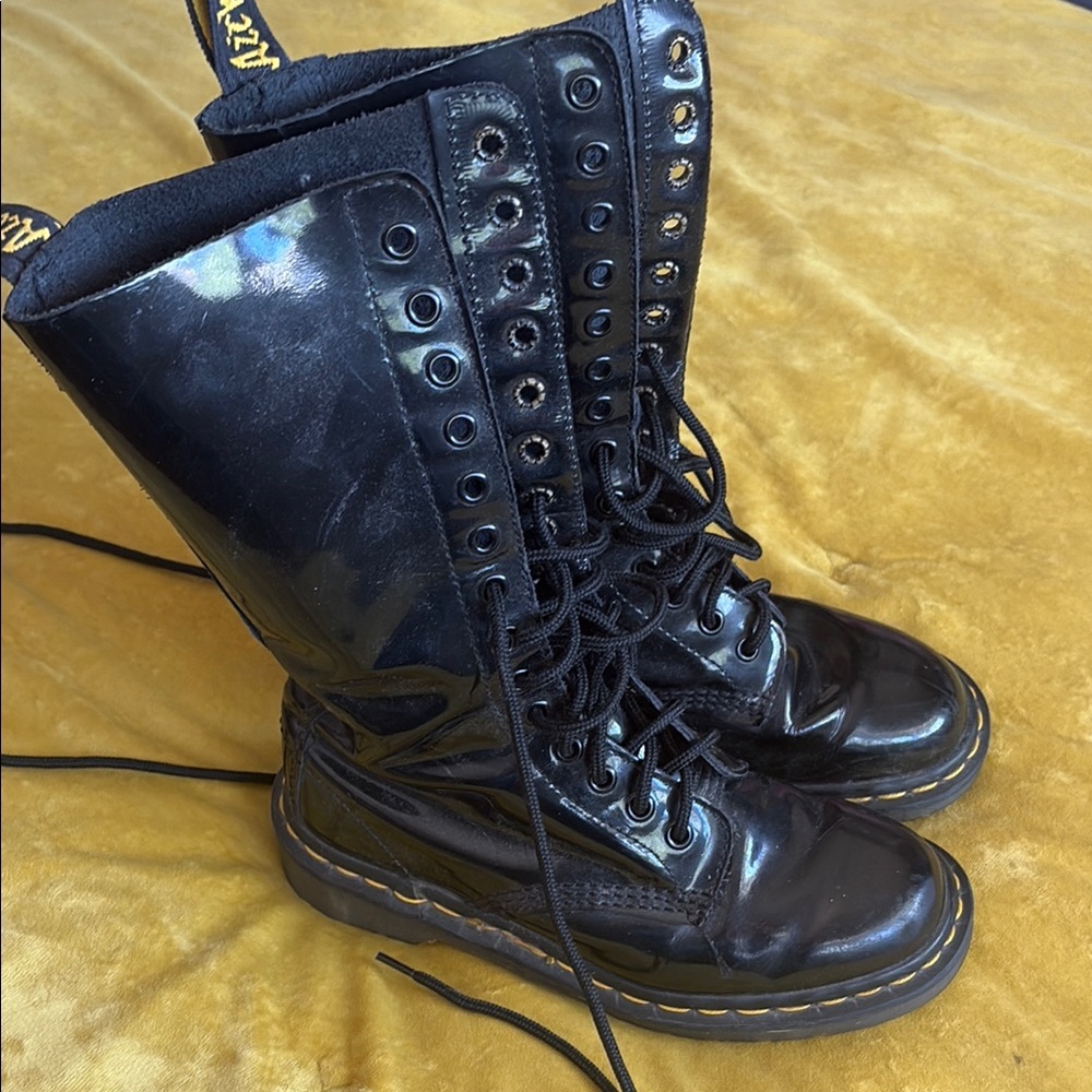 Black Combat Moto Boots with Chunky Sole